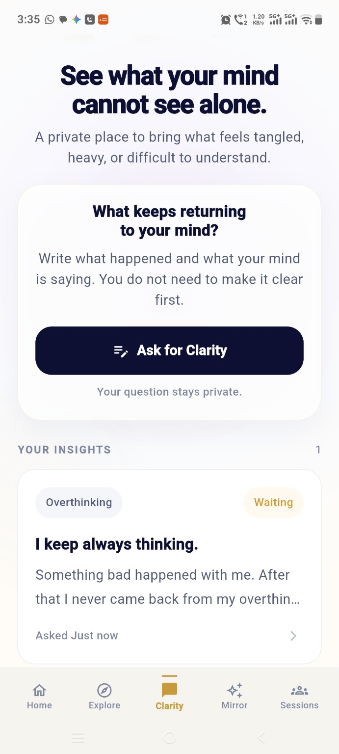 Ask for Clarity screen