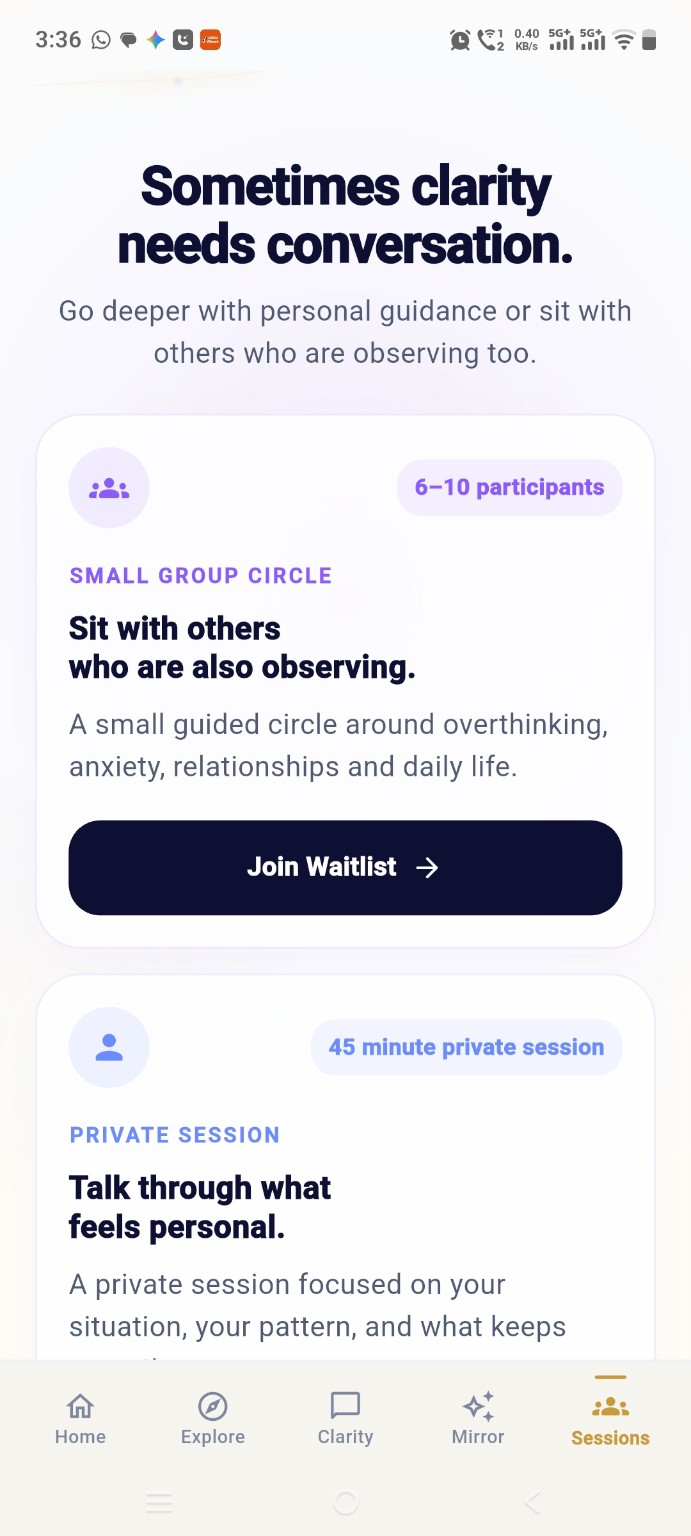 SelfMirror personal and group sessions
